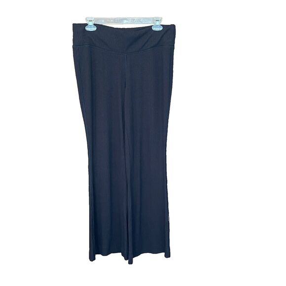 Athleta Wide Leg Flare Pants Womens Large Black Brown‎ Pull On Athleisure - Picture 1 of 7